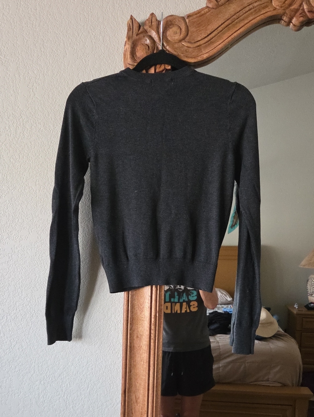 H&M Classic Charcoal Crewneck Button-Front Sweater - Picture 3 of 4